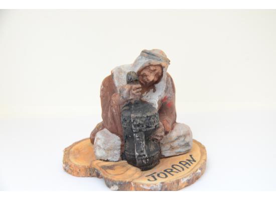 A Heritage Sculpture Old Man Marble Sculpture sitting beside Mihbash Suitable for souvenir travel gifts